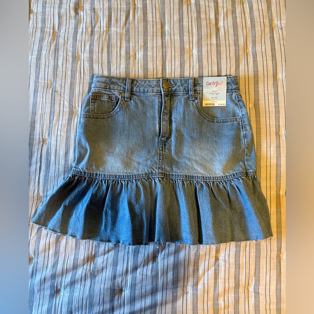 Cat & Jack Ruffled Blue Denim Mini Skirt